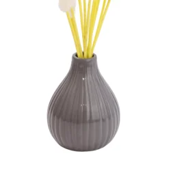 Gardens And Landscaping -Gardens And Landscaping 15cm white bunny tail stem artificial plant in grey ceramic vase5010795682683 02c bq