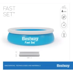 Bestway Fast Set™ Plain ABS Plastic & PVC Family Lounge Pool (W) 1.83m X (L) 1.83m -Gardens And Landscaping bestway fast set plain abs plastic pvc family lounge pool w 1 83m x l 1 83m6942138967630 01t