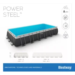 Bestway Power Steel® Plain Polyvinyl Chloride (PVC) & Steel Pool (W) 3.66m X (L) 7.32m -Gardens And Landscaping bestway power steel plain polyvinyl chloride pvc steel pool w 3 66m x l 7 32m6942138987195 01t