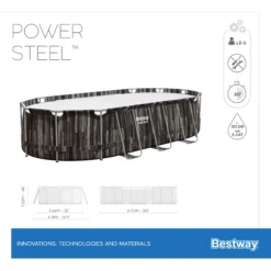 Bestway Power Steel® Wood Effect Polyvinyl Chloride (PVC) & Steel Pool (W) 3.66m X (L) 6.1m -Gardens And Landscaping bestway power steel wood effect polyvinyl chloride pvc steel pool w 3 66m x l 6 1m6942138983586 01t