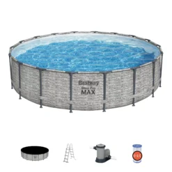Bestway Steel Pro MAX™ Realistic Stone Print Polyvinyl Chloride (PVC) & Steel Pool (W) 5.49m X (L) 5.49m -Gardens And Landscaping bestway steel pro max realistic stone print polyvinyl chloride pvc steel pool w 5 49m x l 5 49m6941607310502 10c