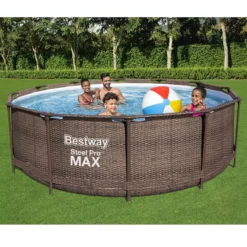 Bestway Steel Pro Rattan Print Metal & Plastic Pool -Gardens And Landscaping bestway steel pro rattan print metal plastic pool6942138986228 01i bq