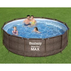 Bestway Steel Pro Rattan Print Metal & Plastic Pool -Gardens And Landscaping bestway steel pro rattan print metal plastic pool6942138986228 02i bq