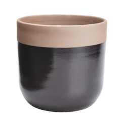 Black Clay Dipped Round Plant Pot (Dia)24.7cm