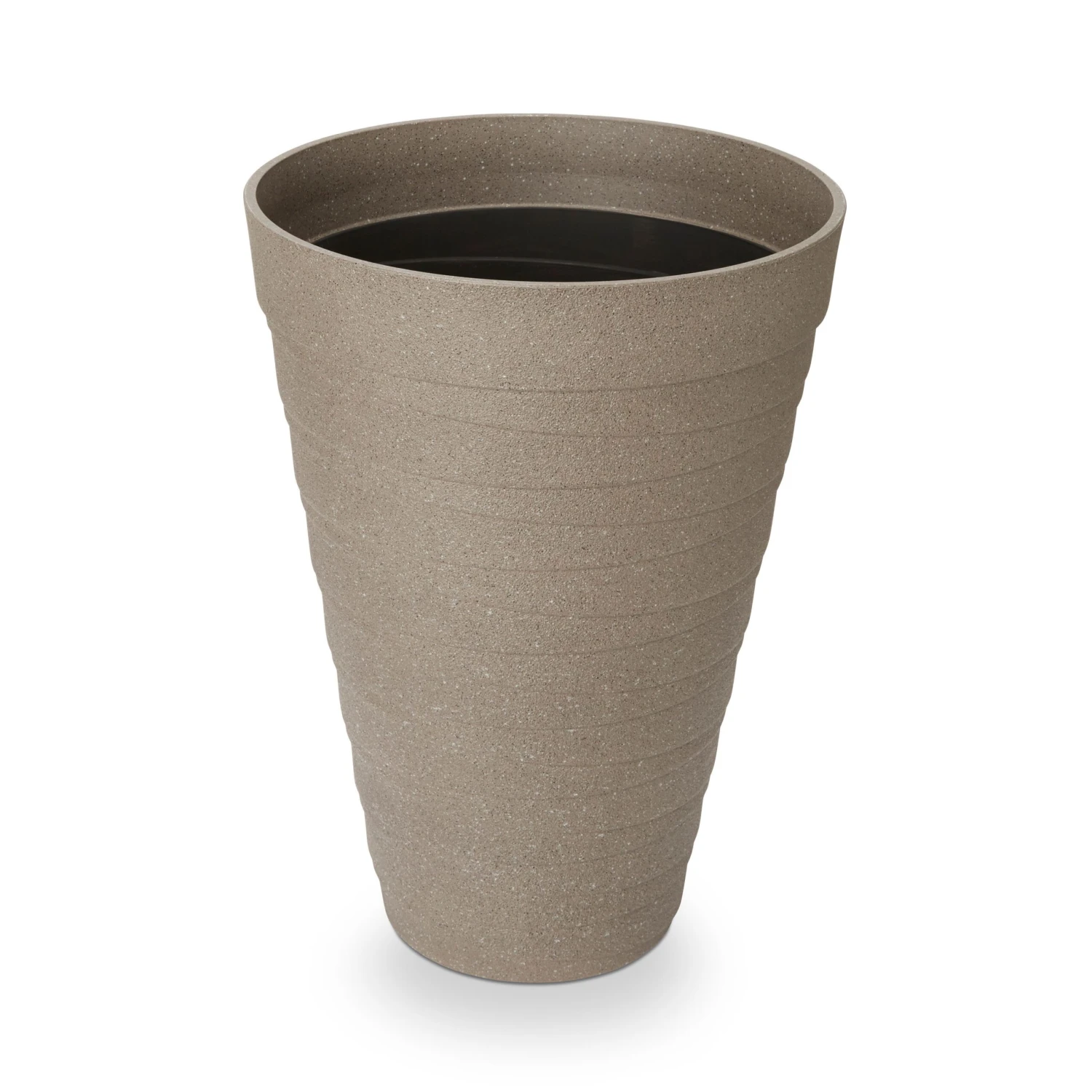 Blooma Momoka Grey Stone Effect Plastic Tall Circular Plant Pot (Dia)40cm 3 Blooma Momoka Grey Stone Effect Plastic Tall Circular Plant Pot (Dia)40cm