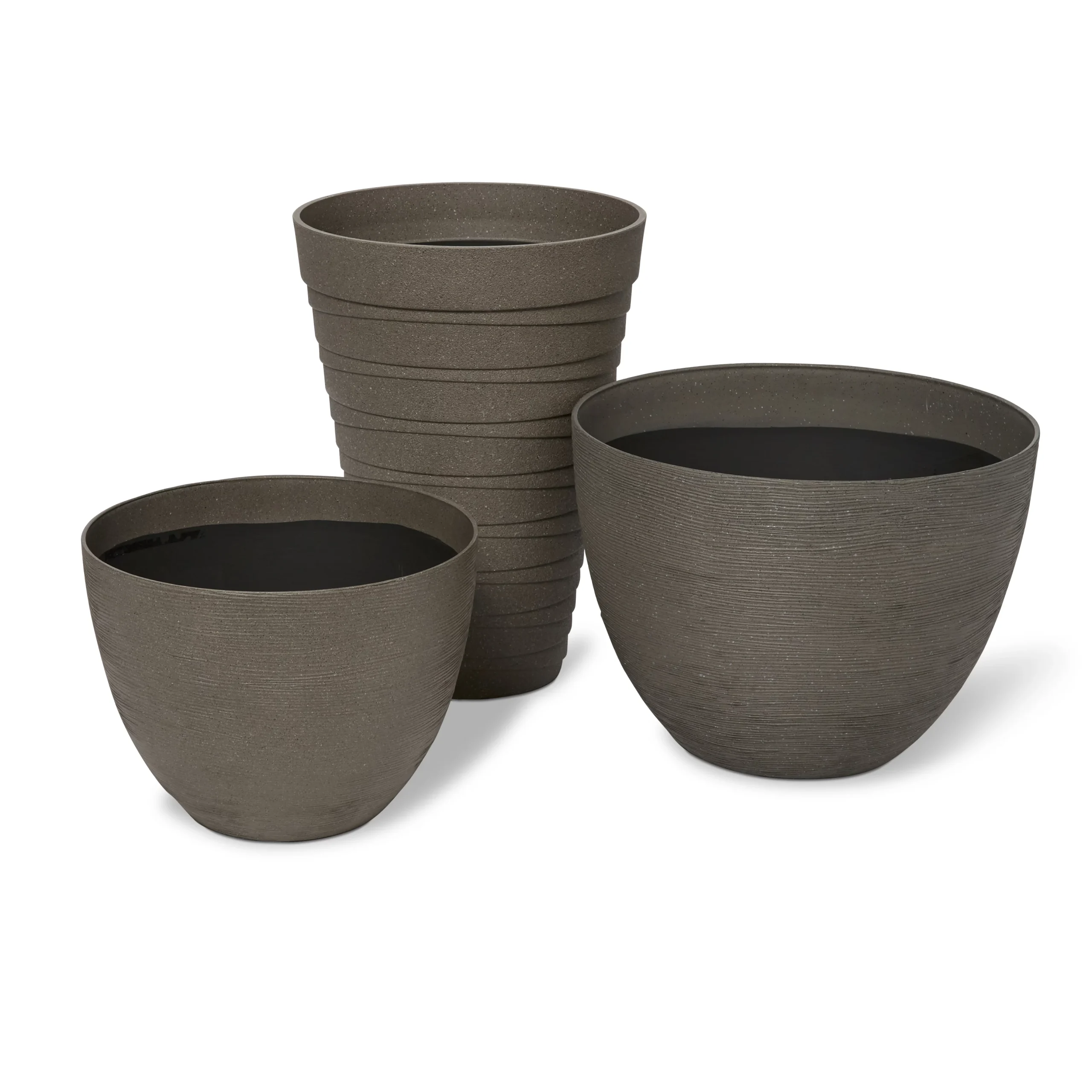 Blooma Momoka Grey Stone Effect Plastic Tall Circular Plant Pot (Dia)40cm 4 Blooma Momoka Grey Stone Effect Plastic Tall Circular Plant Pot (Dia)40cm - Image 2
