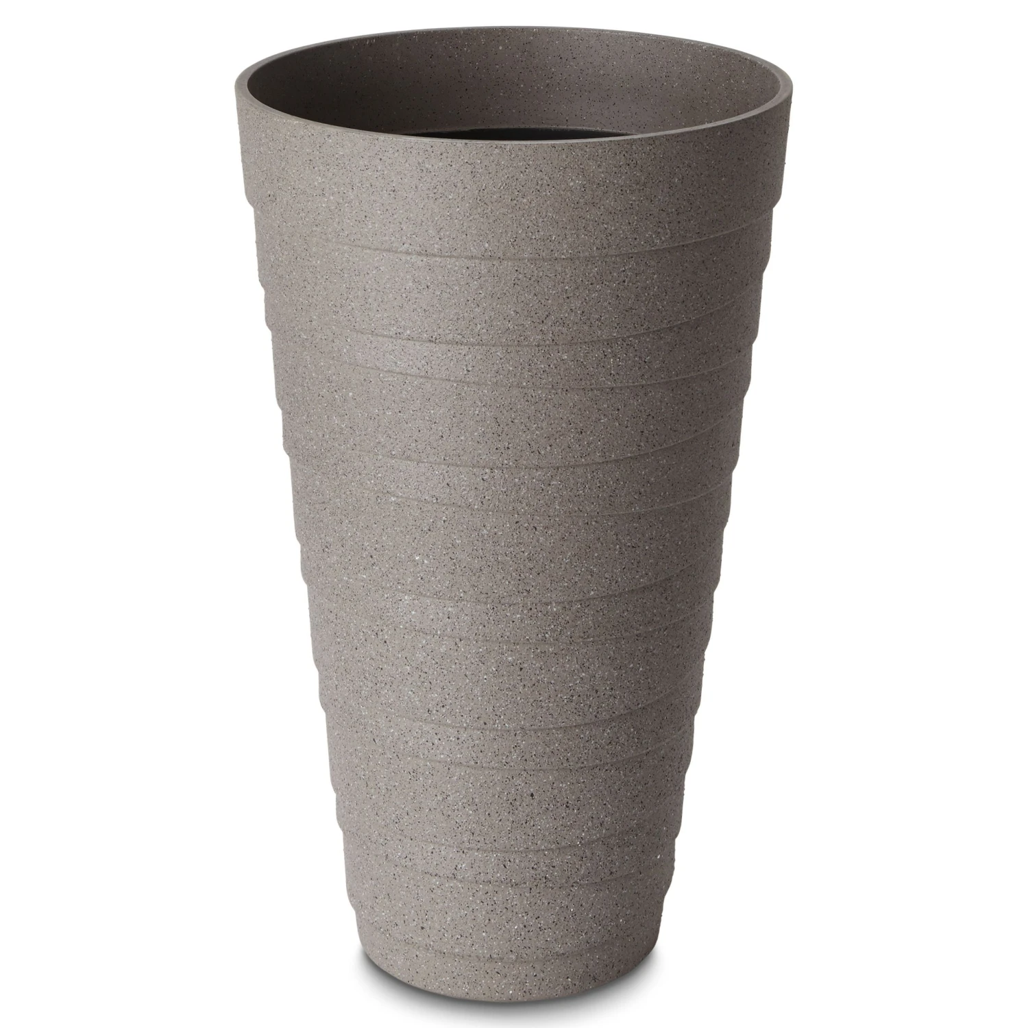 Blooma Momoka Taupe Stone Effect Plastic Circular Plant Pot (Dia)30cm 3 Blooma Momoka Taupe Stone Effect Plastic Circular Plant Pot (Dia)30cm