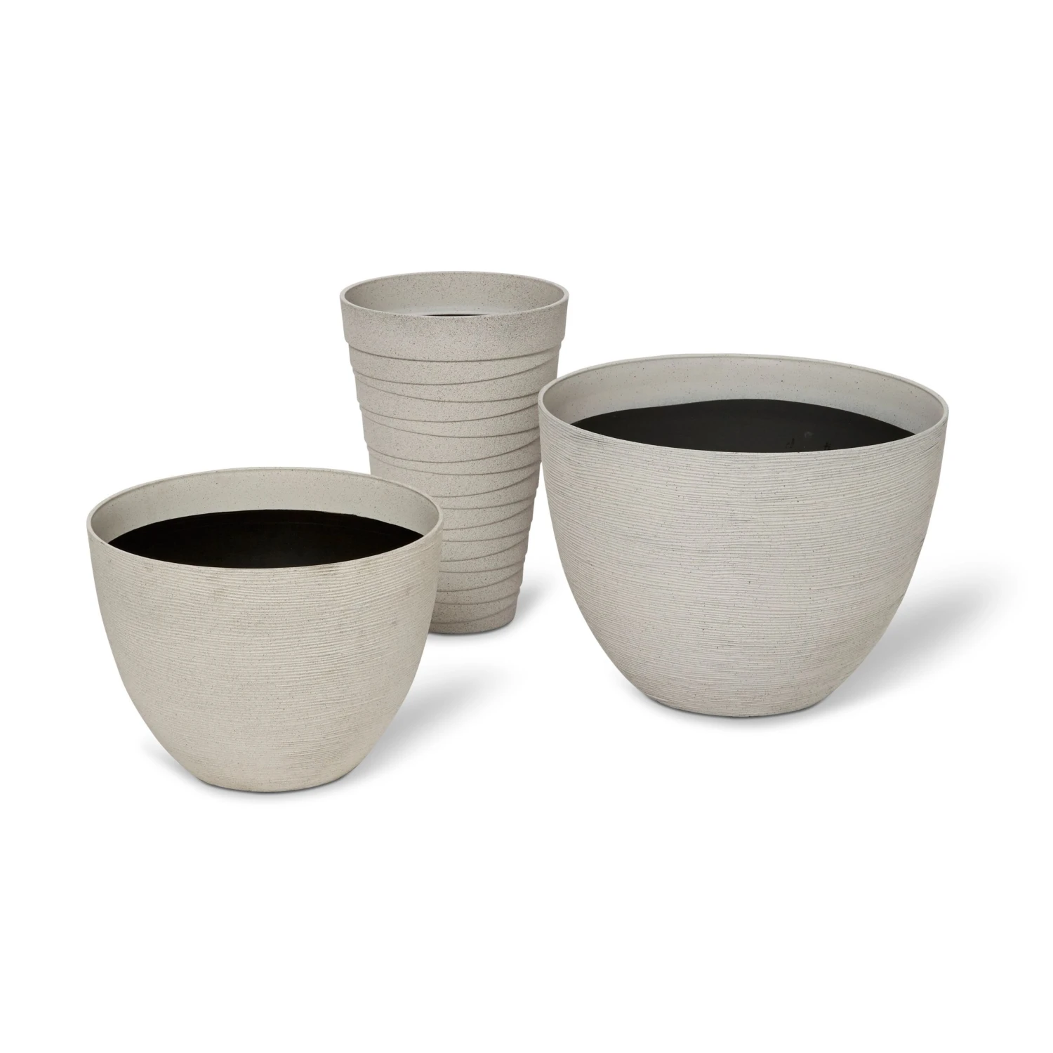 Blooma Momoka Taupe Stone Effect Plastic Circular Plant Pot (Dia)30cm 4 Blooma Momoka Taupe Stone Effect Plastic Circular Plant Pot (Dia)30cm - Image 2