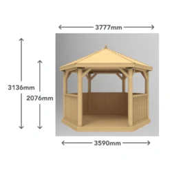 Forest Garden Furnished Hexagonal Gazebo, (W)3.78m (D)3.27m -Gardens And Landscaping forest garden furnished hexagonal gazebo w 3 78m d 3 27m5013053172469 01t