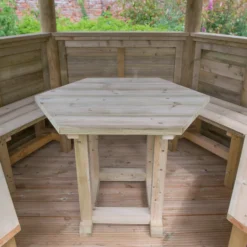 Forest Garden Furnished Hexagonal Gazebo, (W)3.78m (D)3.27m -Gardens And Landscaping forest garden furnished hexagonal gazebo w 3 78m d 3 27m5013053172469 05i