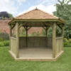 Forest Garden Hexagonal Gazebo With Cedar Roof, (W)4.26m (D)3.69m -Gardens And Landscaping forest garden hexagonal gazebo with cedar roof w 4 26m d 3 69m5013053163405 01i