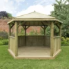 Forest Garden Hexagonal Gazebo With Timber Roof, (W)4.26m (D)3.69m -Gardens And Landscaping forest garden hexagonal gazebo with timber roof w 4 26m d 3 69m5013053163412 01i