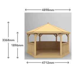 Forest Garden Hexagonal Gazebo With Timber Roof, (W)4.9m (D)4.24m -Gardens And Landscaping forest garden hexagonal gazebo with timber roof w 4 9m d 4 24m5013053163443 01t