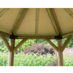 Forest Garden Hexagonal Gazebo With Timber Roof, (W)4.9m (D)4.24m -Gardens And Landscaping forest garden hexagonal gazebo with timber roof w 4 9m d 4 24m5013053163443 03i
