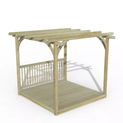 Forest Garden Natural Pergola & Decking Kit, X4 Post X1 Balustrade (H) 2.5m X (W) 5.2m