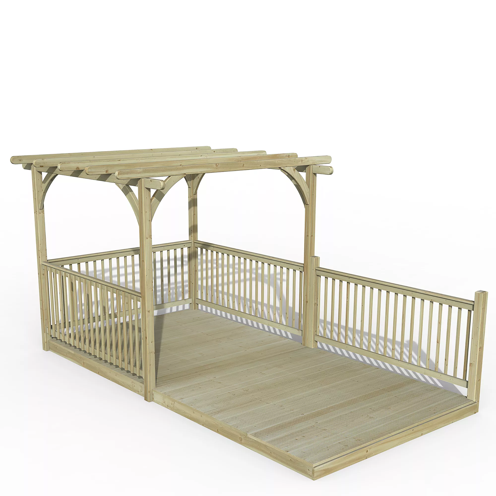 Forest Garden Natural Pergola & Decking Kit, X4 Post X4 Balustrade (H) 2.5m X (W) 5.2m 3 Forest Garden Natural Pergola & Decking Kit, X4 Post X4 Balustrade (H) 2.5m X (W) 5.2m