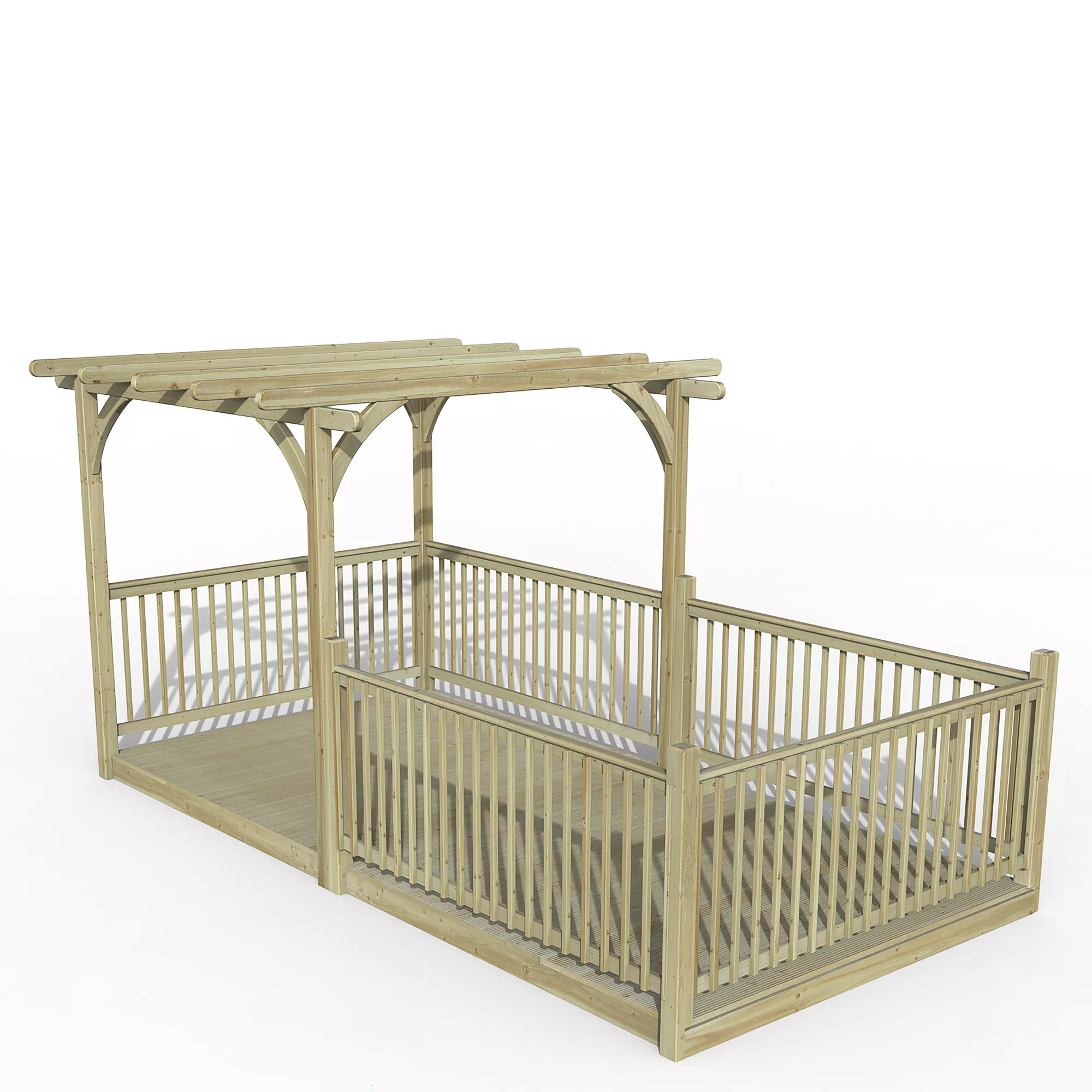 Forest Garden Natural Pergola & Decking Kit, X4 Post X5 Balustrade (H) 2.5m X (W) 5.2m 3 Forest Garden Natural Pergola & Decking Kit, X4 Post X5 Balustrade (H) 2.5m X (W) 5.2m