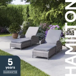 GoodHome Hamilton Steeple Grey Rattan Effect Sun Lounger -Gardens And Landscaping goodhome hamilton steeple grey rattan effect sun lounger5059340676159 41i EN