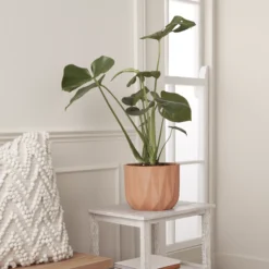 GoodHome Lummi Natural Terracotta Geometric Stripes Circular Plant Pot (Dia)20.5cm -Gardens And Landscaping goodhome lummi natural terracotta geometric stripes circular plant pot dia 20 5cm5059340327945 01i