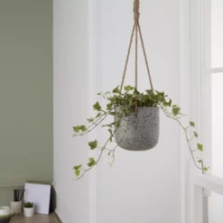 GoodHome Makah Grey Terrazzo Effect Cement Circular Hanging Pot (Dia)15cm -Gardens And Landscaping goodhome makah grey terrazzo effect cement circular hanging pot dia 15cm5059340328096 01i