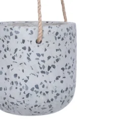 GoodHome Makah Grey Terrazzo Effect Cement Circular Hanging Pot (Dia)15cm -Gardens And Landscaping goodhome makah grey terrazzo effect cement circular hanging pot dia 15cm5059340328096 36c
