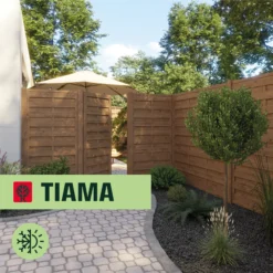 Klikstrom Tiama Pine Horizontal Slats Gate, (H)1.8m (W)0.9m -Gardens And Landscaping klikstrom tiama pine horizontal slats gate h 1 8m w 0 9m5059340668338 41i