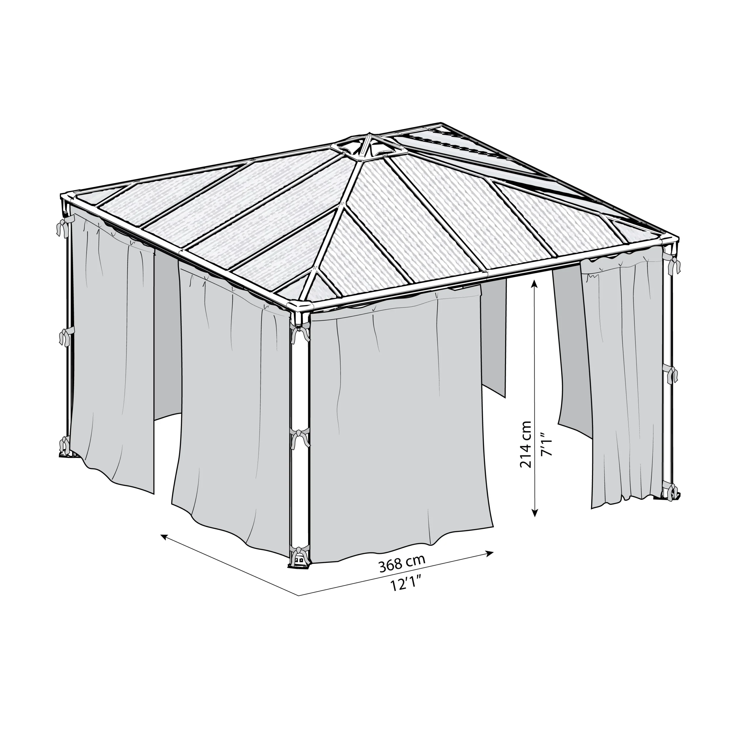 Palram - Canopia 3K Series Grey Polyester (PES) Gazebo Netting, Pack Of 6 (L)2170mm (W)3660mm 10 Palram - Canopia 3K Series Grey Polyester (PES) Gazebo Netting, Pack Of 6 (L)2170mm (W)3660mm - Image 8
