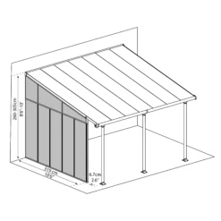 Palram - Canopia 4 Series White Patio Cover Side Wall, (L)3.19m (H)3.05m -Gardens And Landscaping palram canopia 4 series white patio cover side wall l 3 19m h 3 05m7290108137668 01t bq