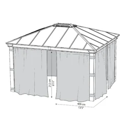 Palram - Canopia Dallas Grey Polyester (PES) Gazebo Curtain, Pack Of 4 (L)2120mm (W)4090mm -Gardens And Landscaping palram canopia dallas grey polyester pes gazebo curtain pack of 4 l 2120mm w 4090mm7290108602678 01t