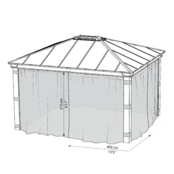 Palram - Canopia Dallas Grey Polyester (PES) Gazebo Netting, Pack Of 4 (L)2120mm (W)4090mm -Gardens And Landscaping palram canopia dallas grey polyester pes gazebo netting pack of 4 l 2120mm w 4090mm7290108602685 01t