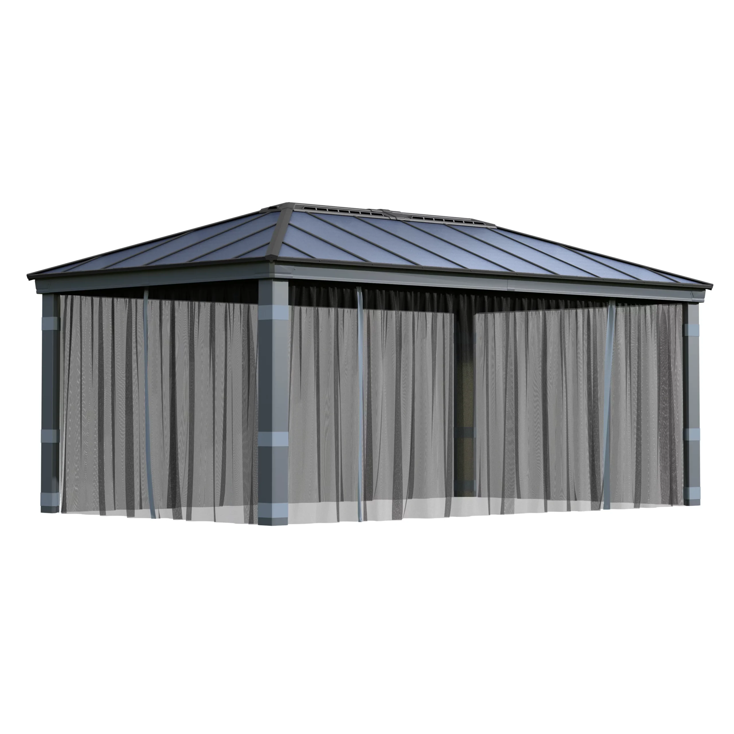 Palram - Canopia Dallas Grey Polyester (PES) Gazebo Netting, Pack Of 4 (L)2120mm (W)5070mm 3 Palram - Canopia Dallas Grey Polyester (PES) Gazebo Netting, Pack Of 4 (L)2120mm (W)5070mm