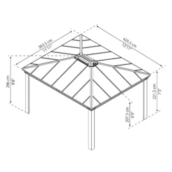 Palram - Canopia Dallas Grey Rectangular Gazebo, (W)4.26m (D)3.64m - Assembly Required -Gardens And Landscaping palram canopia dallas grey rectangular gazebo w 4 26m d 3 64m assembly required7290108601459 01t bq