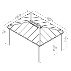 Palram - Canopia Dallas Grey Rectangular Gazebo, (W)4.88m (D)3.64m - Assembly Required -Gardens And Landscaping palram canopia dallas grey rectangular gazebo w 4 88m d 3 64m assembly required7290108601947 01t bq