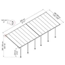 Palram - Canopia Feria White Non-retractable Awning, (L)7.87m (H)3.05m (W)3.85m -Gardens And Landscaping palram canopia feria white non retractable awning l 7 87m h 3 05m w 3 85m7290103122737 01t bq