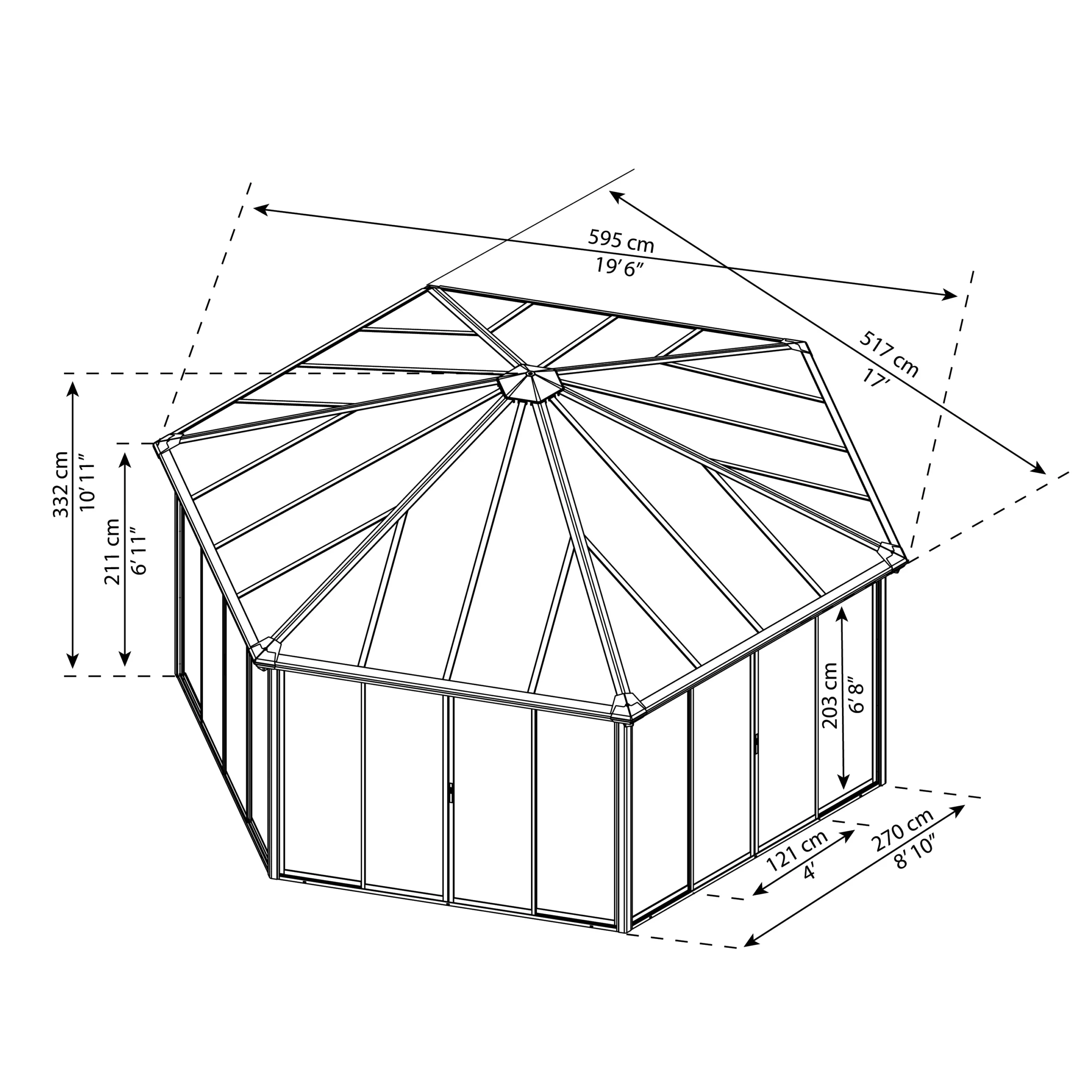 Palram - Canopia Garda Grey Hexagonal Gazebo, (W)5.17m (D)5.95m - Assembly Required 10 Palram - Canopia Garda Grey Hexagonal Gazebo, (W)5.17m (D)5.95m - Assembly Required - Image 8