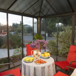 Palram - Canopia Ledro Grey Rectangular Gazebo, (W)2.95m (D)2.95m - Assembly Required -Gardens And Landscaping palram canopia ledro grey rectangular gazebo w 2 95m d 2 95m assembly required7290108136524 02i bq