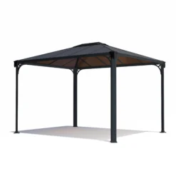Palram - Canopia Martinique Grey Rectangular Gazebo, (W)3.6m (D)2.96m - Assembly Required -Gardens And Landscaping palram canopia martinique grey rectangular gazebo w 3 6m d 2 96m assembly required7290108137910 01c bq