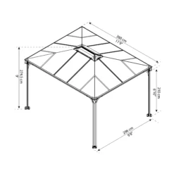 Palram - Canopia Martinique Grey Rectangular Gazebo, (W)3.6m (D)2.96m - Assembly Required -Gardens And Landscaping palram canopia martinique grey rectangular gazebo w 3 6m d 2 96m assembly required7290108137910 01t bq