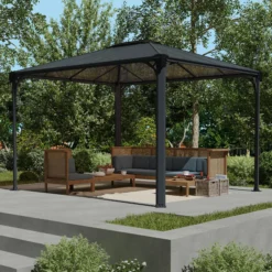 Palram - Canopia Martinique Grey Rectangular Gazebo, (W)3.6m (D)2.96m - Assembly Required -Gardens And Landscaping palram canopia martinique grey rectangular gazebo w 3 6m d 2 96m assembly required7290108137910 02i bq