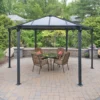 Palram - Canopia Monaco Grey Hexagonal Gazebo, (W)4.5m (D)3.9m - Assembly Required -Gardens And Landscaping palram canopia monaco grey hexagonal gazebo w 4 5m d 3 9m assembly required7290108130232 01i bq
