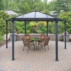 Palram - Canopia Monaco Grey Hexagonal Gazebo, (W)4.5m (D)3.9m - Assembly Required