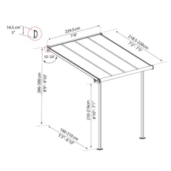 Palram - Canopia Sierra Grey Non-retractable Awning, (L)2.25m (H)3m (W)2.28m -Gardens And Landscaping palram canopia sierra grey non retractable awning l 2 25m h 3m w 2 28m7290108131307 01t bq