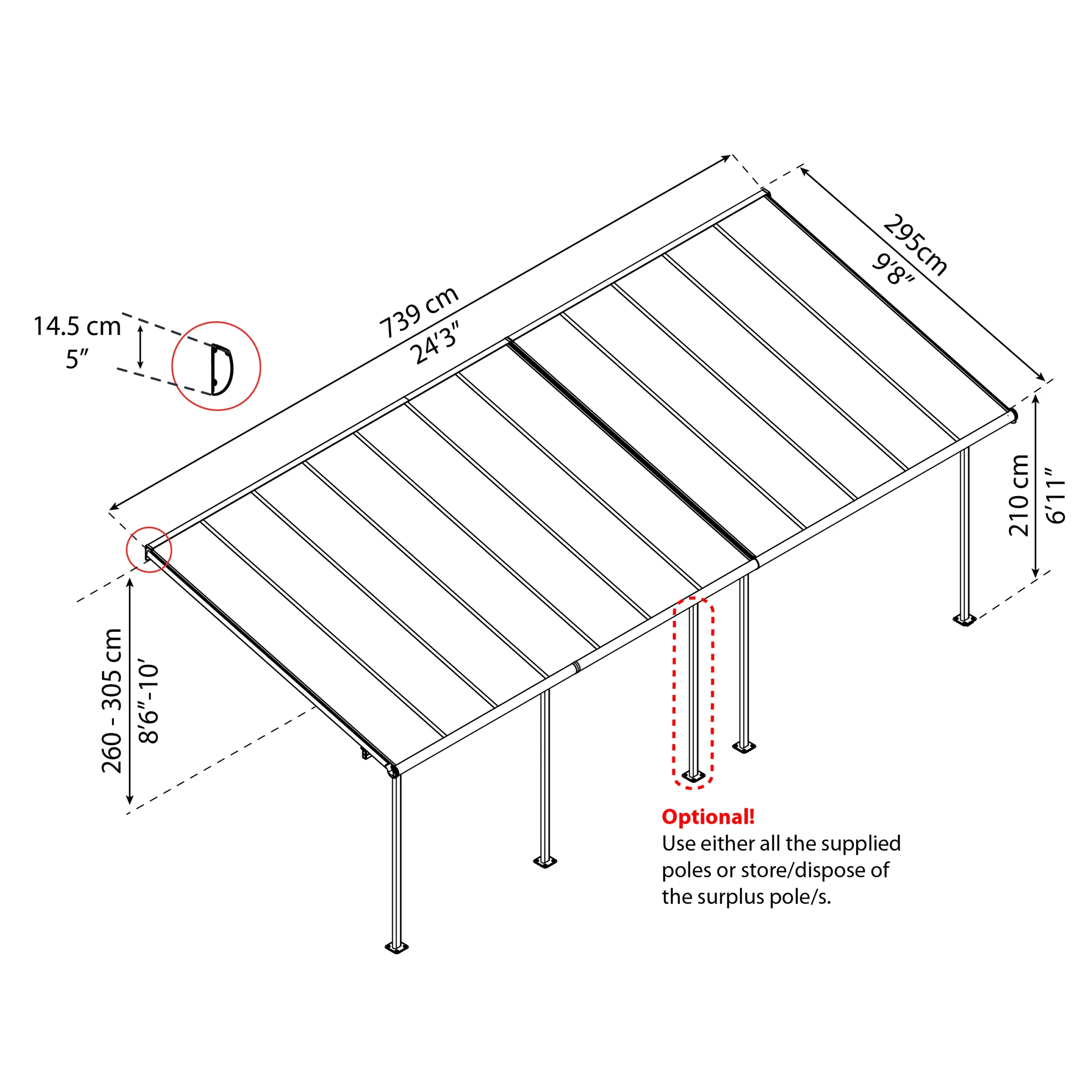 Palram - Canopia Sierra White Non-retractable Awning, (L)7.39m (H)3.05m (W)2.95m 11 Palram - Canopia Sierra White Non-retractable Awning, (L)7.39m (H)3.05m (W)2.95m - Image 9