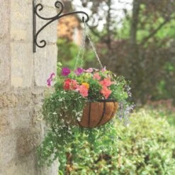 Panacea Classic Flat Iron Appearance Black Round Wire Hanging Basket, 35cm -Gardens And Landscaping panacea classic flat iron appearance black round wire hanging basket 35cm0093432815465 01i bq