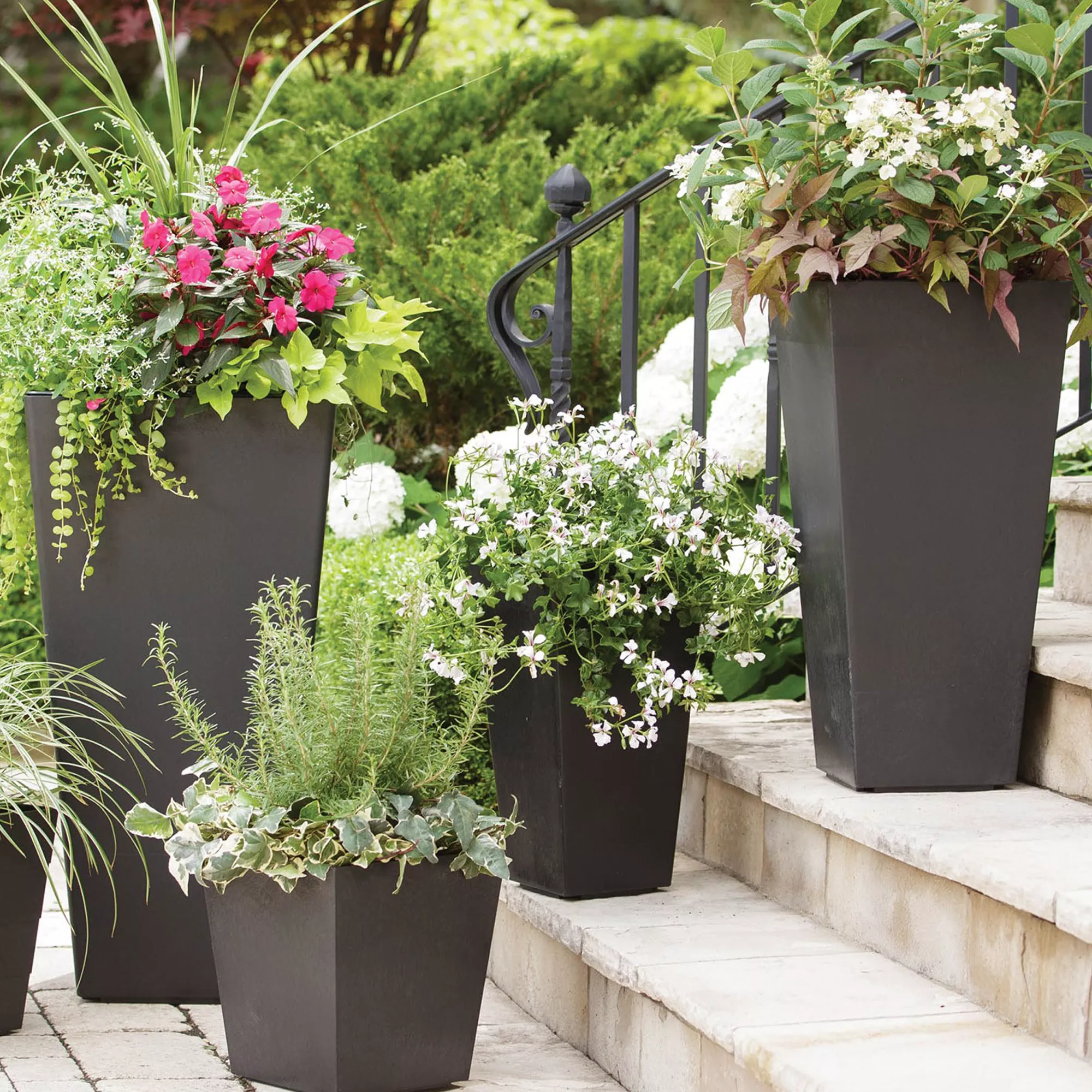 Primeur Sonata Pewter Plain Square Plant Pot (Dia)26cm 4 Primeur Sonata Pewter Plain Square Plant Pot (Dia)26cm - Image 2