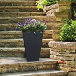 Primeur Sonata Slate Plain Square Plant Pot (Dia)26cm -Gardens And Landscaping primeur sonata slate plain square plant pot dia 26cm5907736265350 01i bq