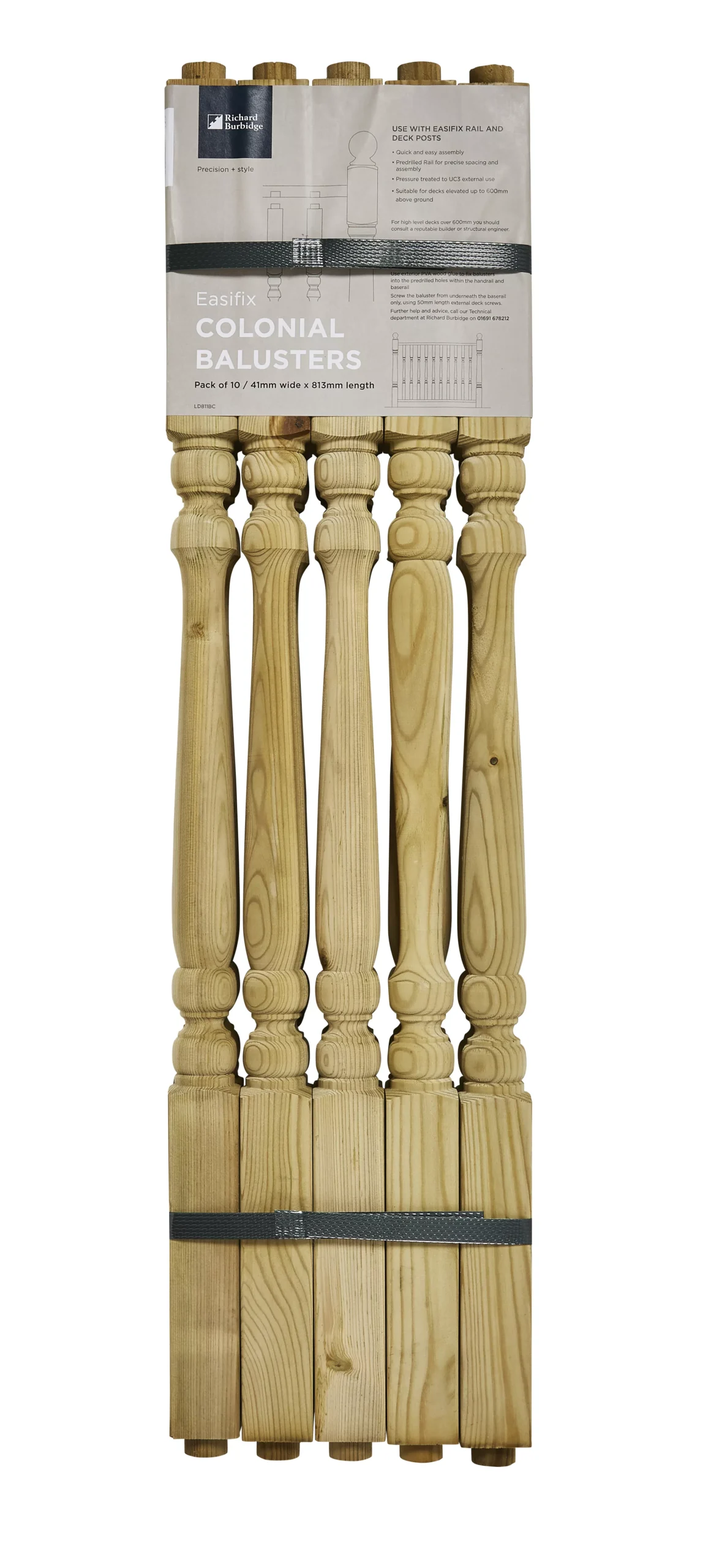 Richard Burbidge Colonial Softwood Deck Spindle (H)0.81m (W)41mm (T)41mm, Pack Of 10 4 Richard Burbidge Colonial Softwood Deck Spindle (H)0.81m (W)41mm (T)41mm, Pack Of 10 - Image 2