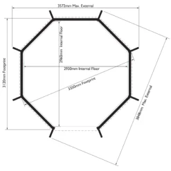 Rowlinson Buckingham Natural Octagonal Gazebo, (W)3.57m (D)3.57m - Assembly Required -Gardens And Landscaping rowlinson buckingham natural octagonal gazebo w 3 57m d 3 57m assembly required5013856009948 01t