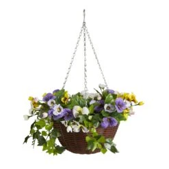 Smart Garden Pansy Artificial Plastic Hanging Basket, 30cm