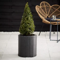 Verve Iraklia Grey Polyethylene (PE) Round Plant Pot (Dia)35cm -Gardens And Landscaping verve iraklia grey polyethylene pe round plant pot dia 35cm5059340327501 01i